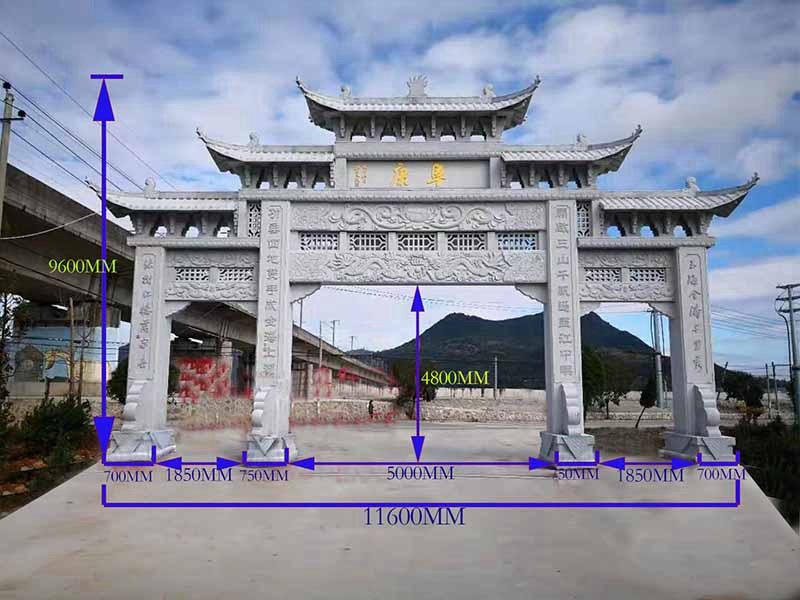 三門(mén)五樓農(nóng)村牌樓生產(chǎn)廠(chǎng)家